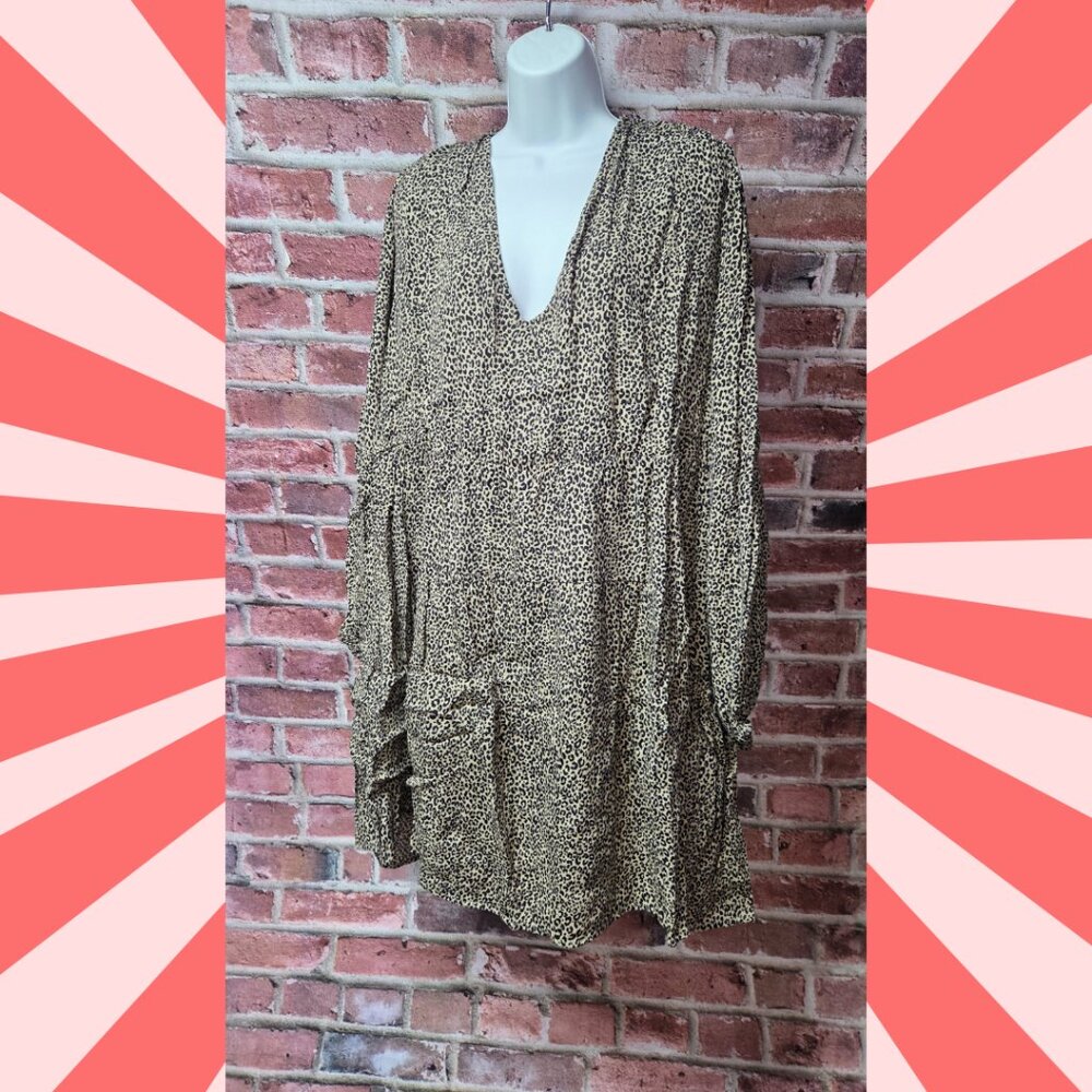 A New‎ Day™ Leopard Print Balloon Sleeve Mini Dress Women’s Oversized Fit 3X